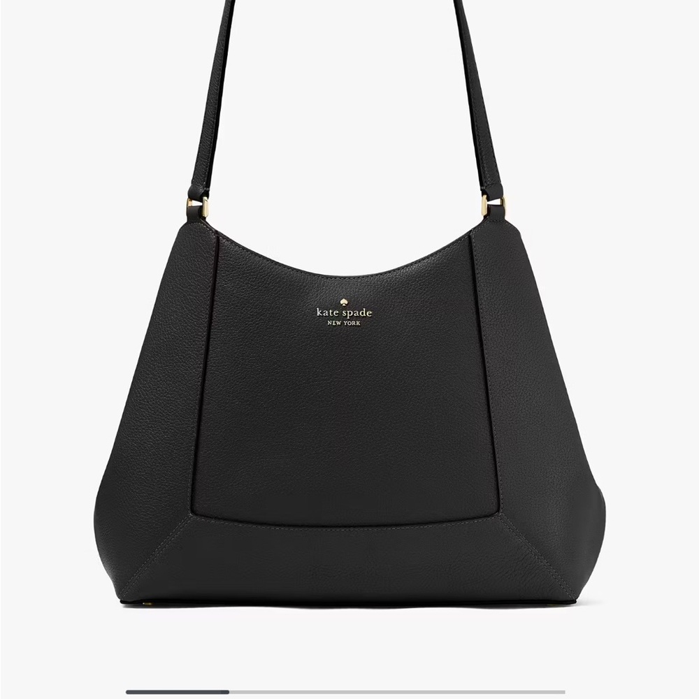 Kate Spade Lena Triple Compartment Black Leather Shoulder Bag